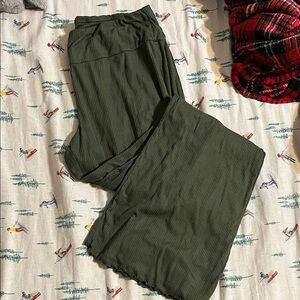 Olive Green Ribbed Pants